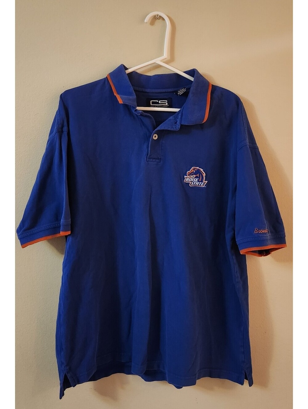 Vintage Boise State Broncos Polo Shirt Men's XL Crable Sports Wear Blue Orange